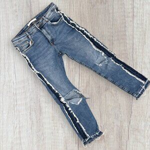 ZARA Trafaluc Collection Frayed Side Seam Boho Retro Distressed Jeans Womens 6
